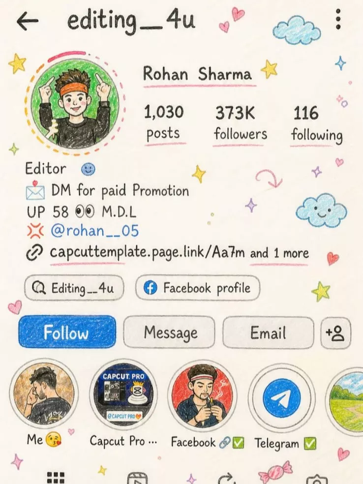 Instagram Profile Crayon Drawing AI Editing Prompts